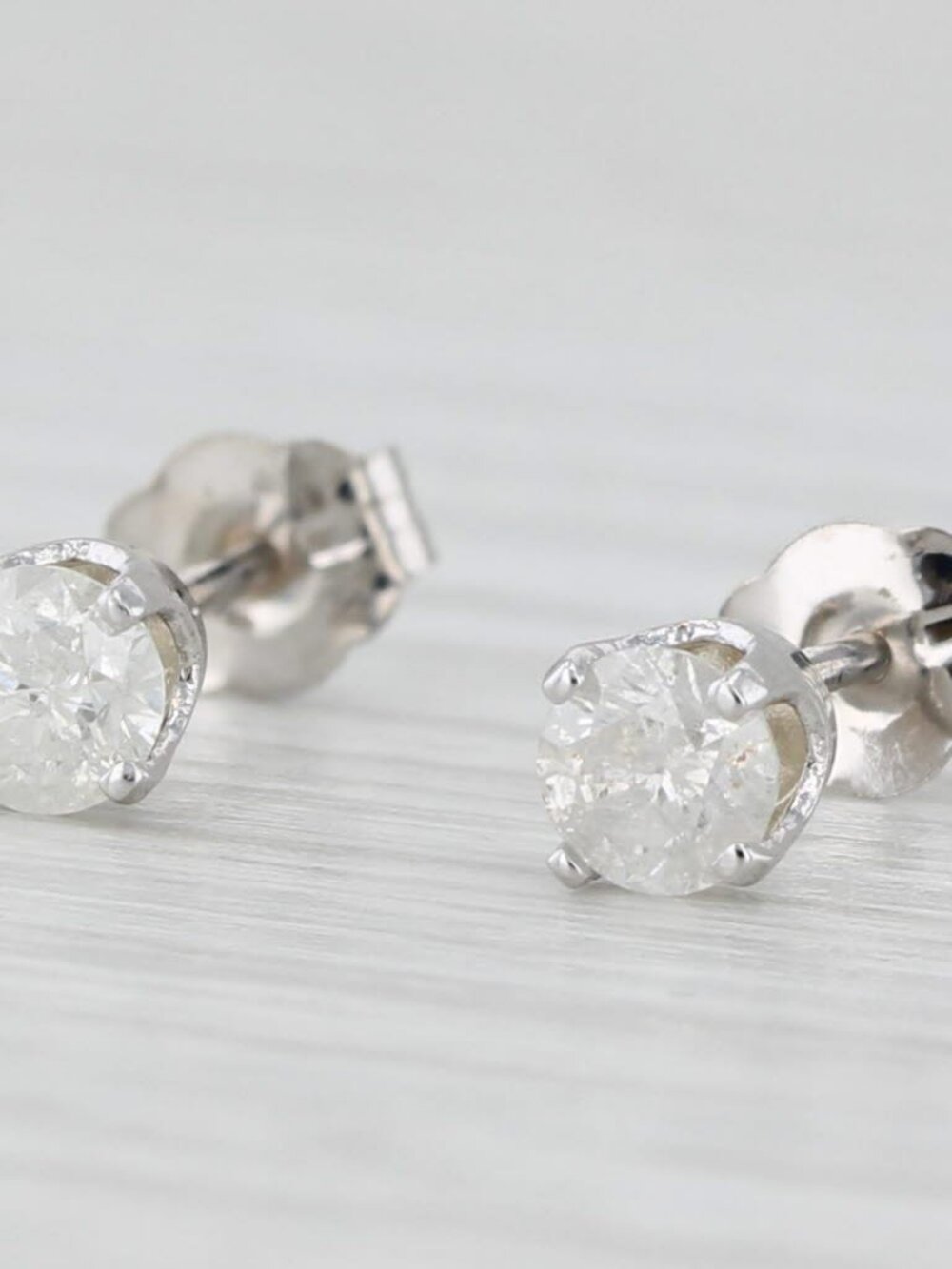 0.40ctw Round Diamond Solitaire Stud Earrings 14k White Gold Studs
